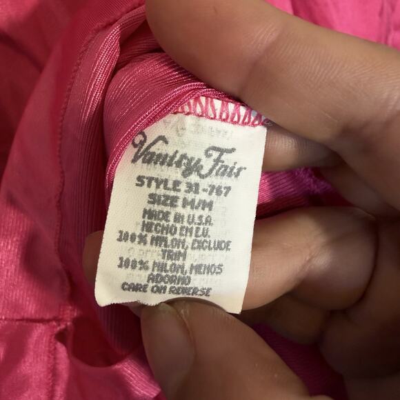 Vintage Vanity Fair Womens Hot Pink Button Up Night Gown/ Robe Size M Nylon USA - Picture 4 of 12